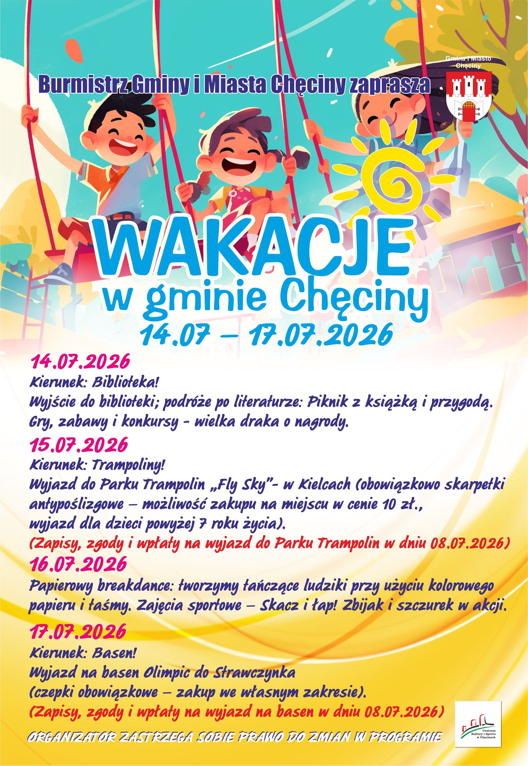 wakacje w gminie 2026 plan tygodniowy 3m