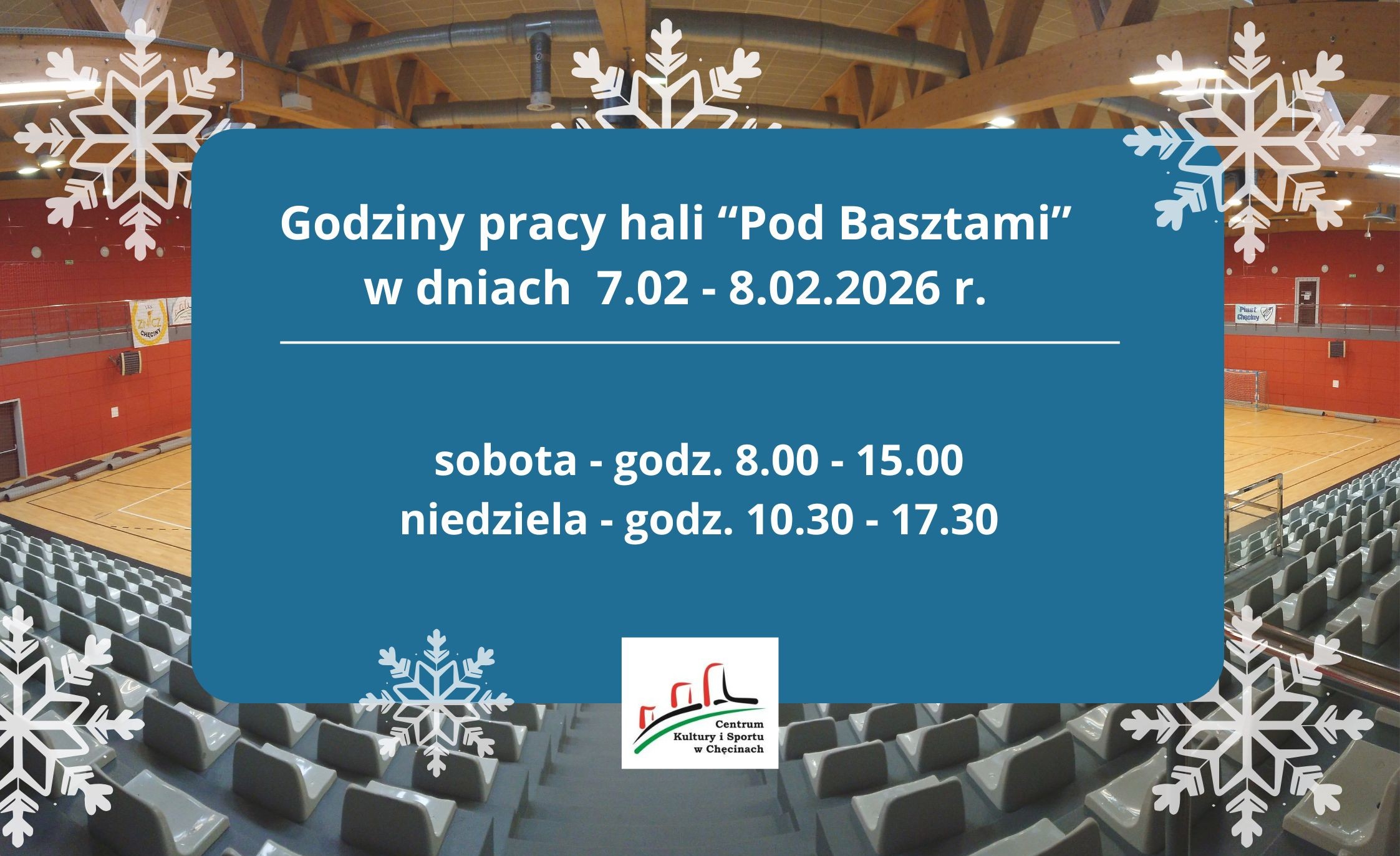 Informujemy, że w weekend 2-3 grudnia 2023 r. hala “Pod Basztami” będzie nieczynna. - 1