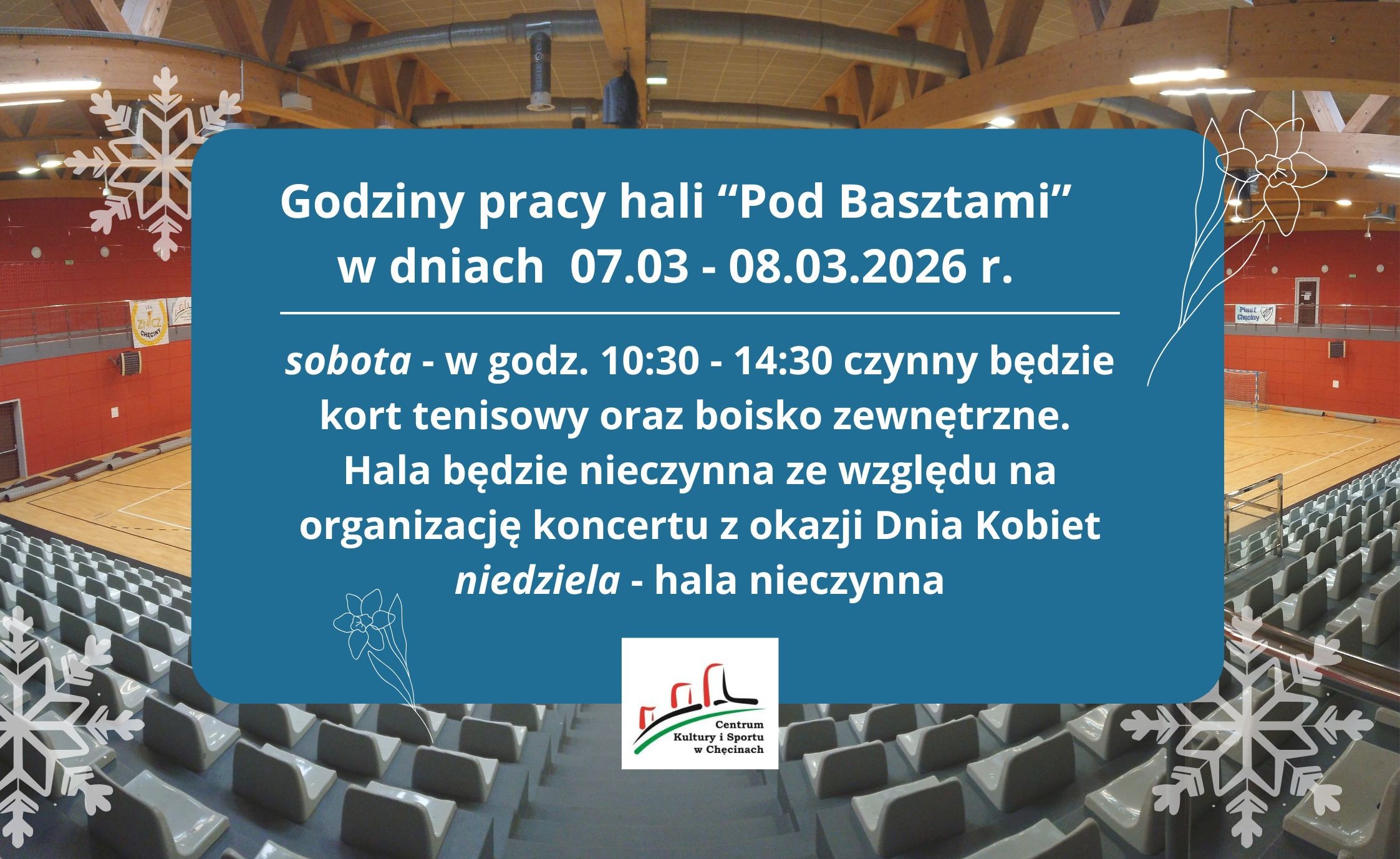 Informujemy, że w weekend 2-3 grudnia 2023 r. hala “Pod Basztami” będzie nieczynna. - 2